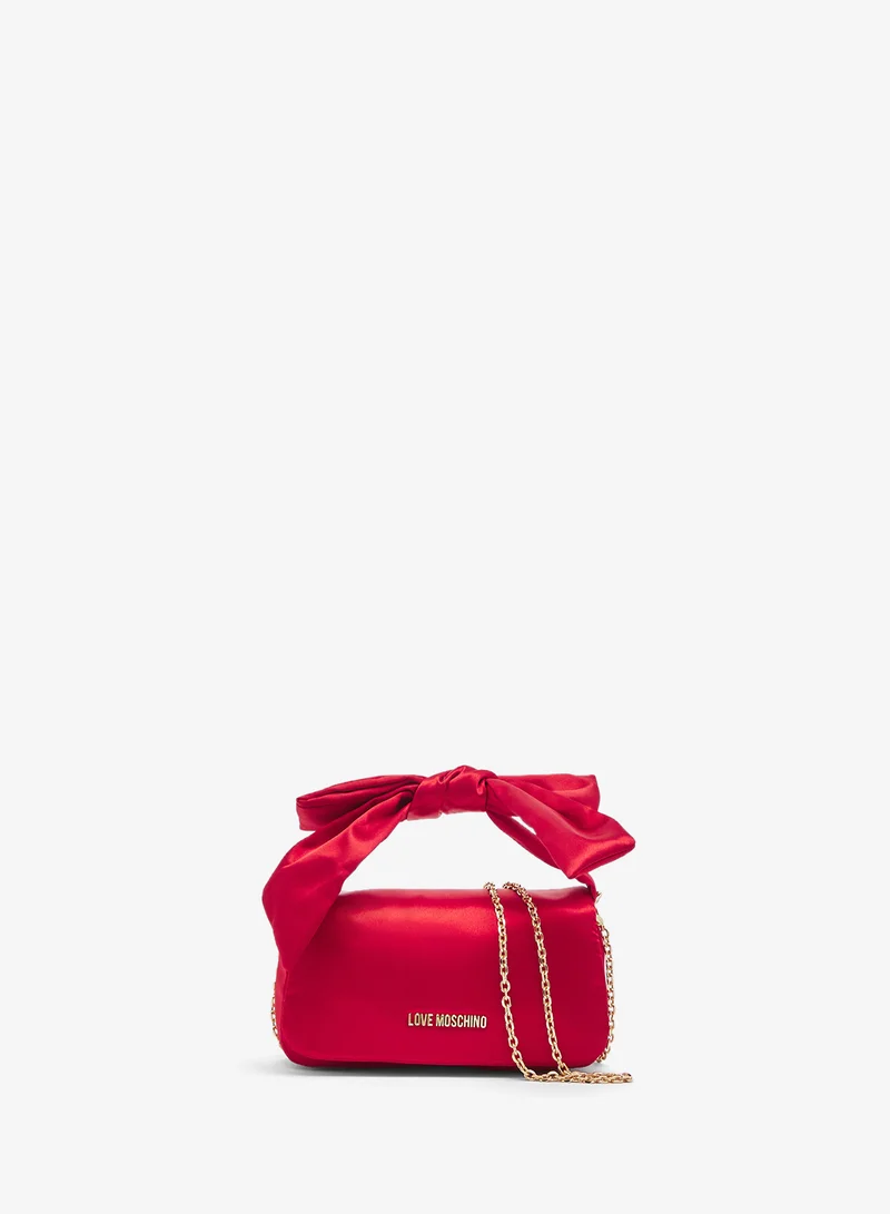 Love Moschino Holiday Bow Satin Satchel
